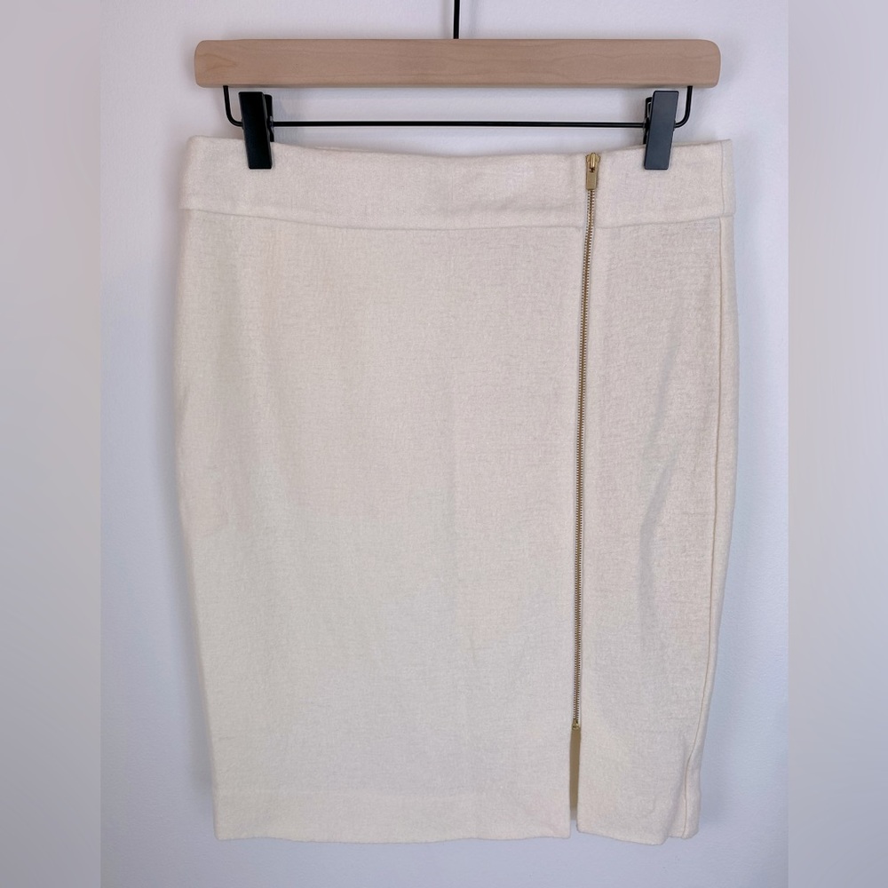 BANANA REPUBLIC Cream Wool Pencil Skirt Front Zip NWT | Size 6